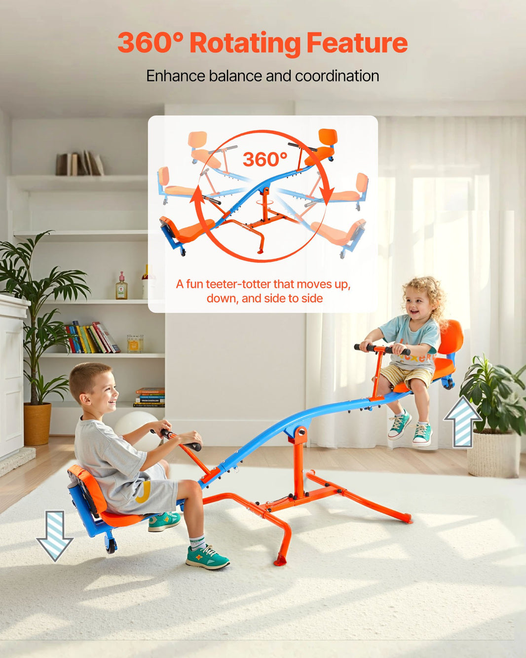 Kids Seesaw 300 Lbs Capacity 360 Degrees Rotating Teeter Totter Aged 3 Plus