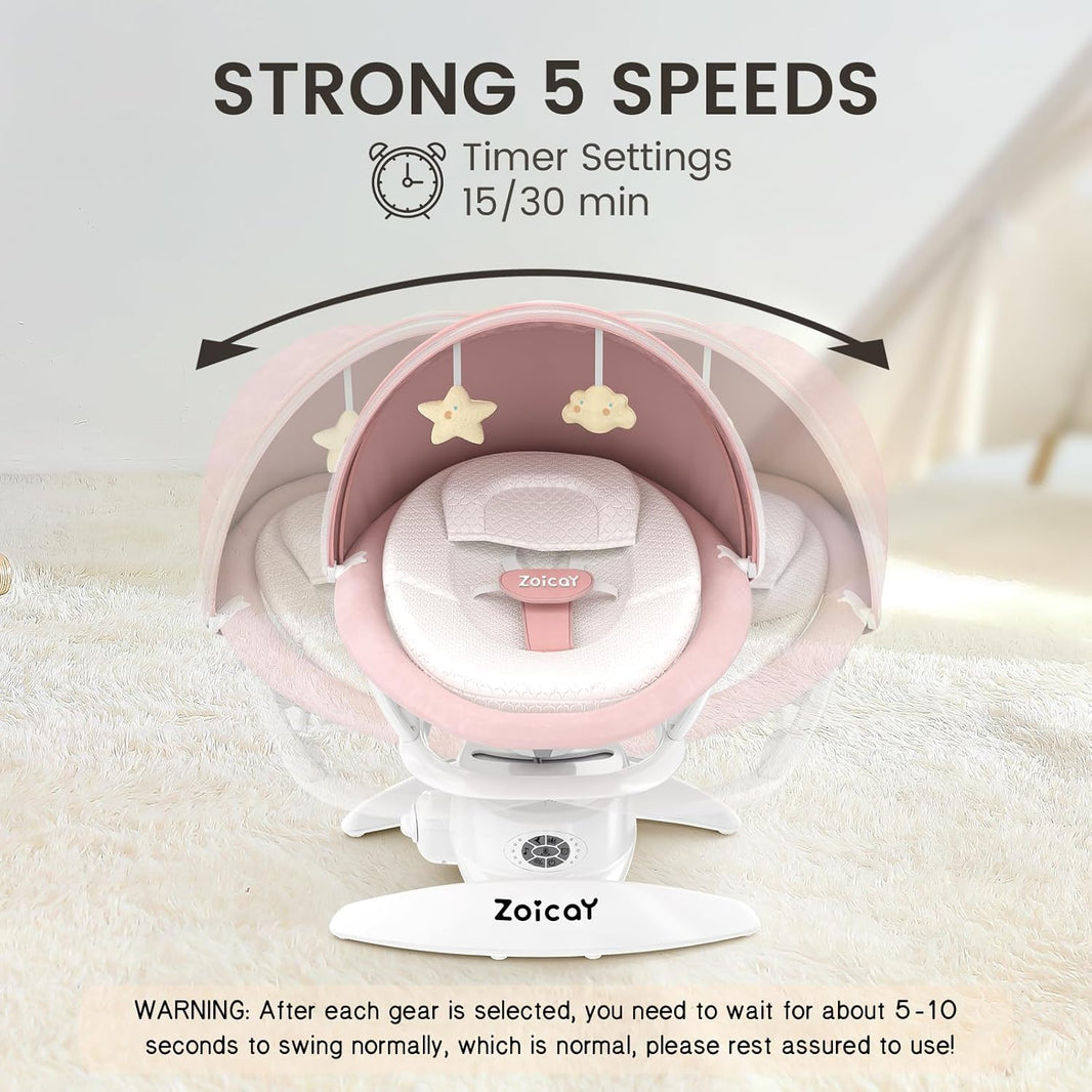 Baby Swing For Infants With Motion Detection, Electric Baby Swing With 3 Swing Modes, 12 Lullabies  5-Speeds