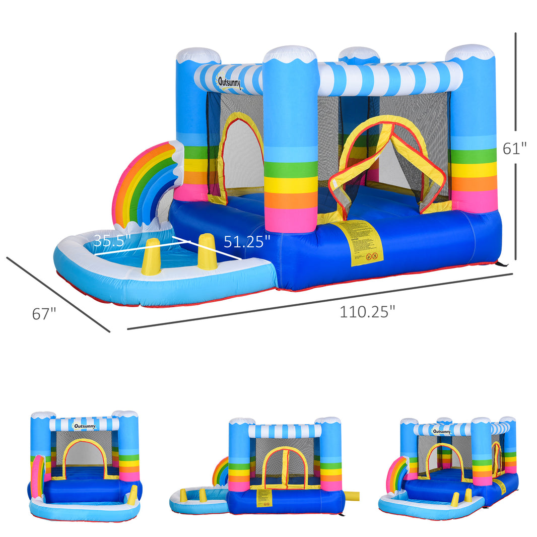 Inflatable Bounce House for Kids 2-in-1 Jumping Castle for Indoor Outdoor Party with Trampoline, Pool, Carry Bag & Air Blower